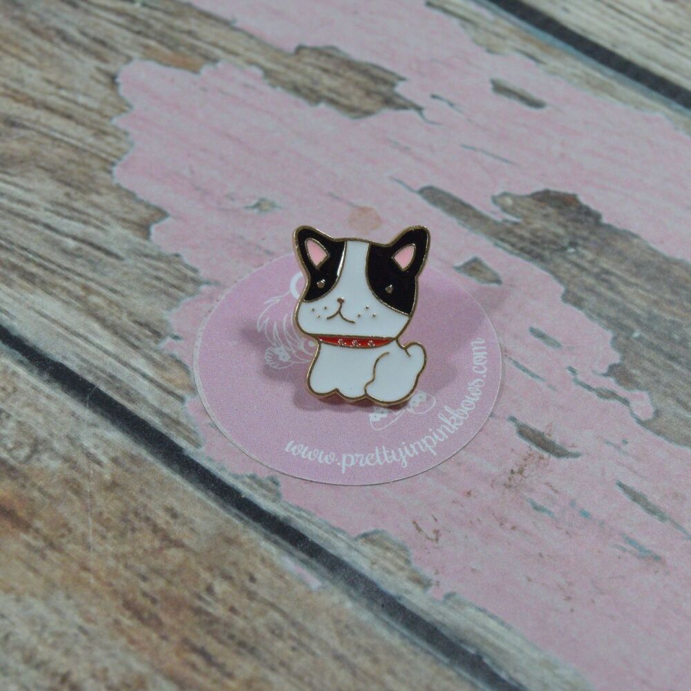 Pin Badge - Black and white Frenchie