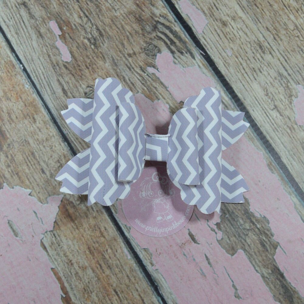 Abby Bow - Grey and white zigzag