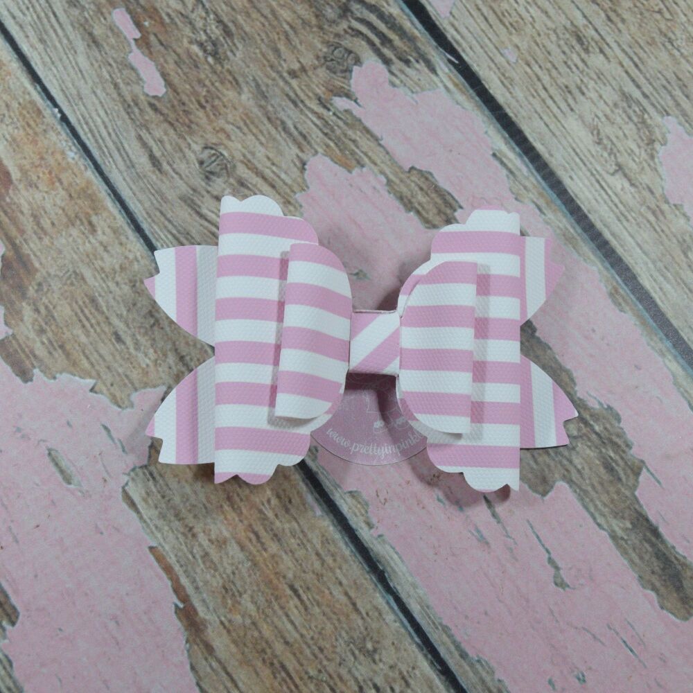 Abby bow - Pink and white candy stripes