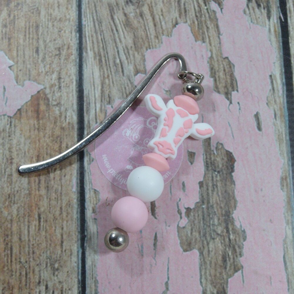 Charm Bookmark - Pink and white Cow