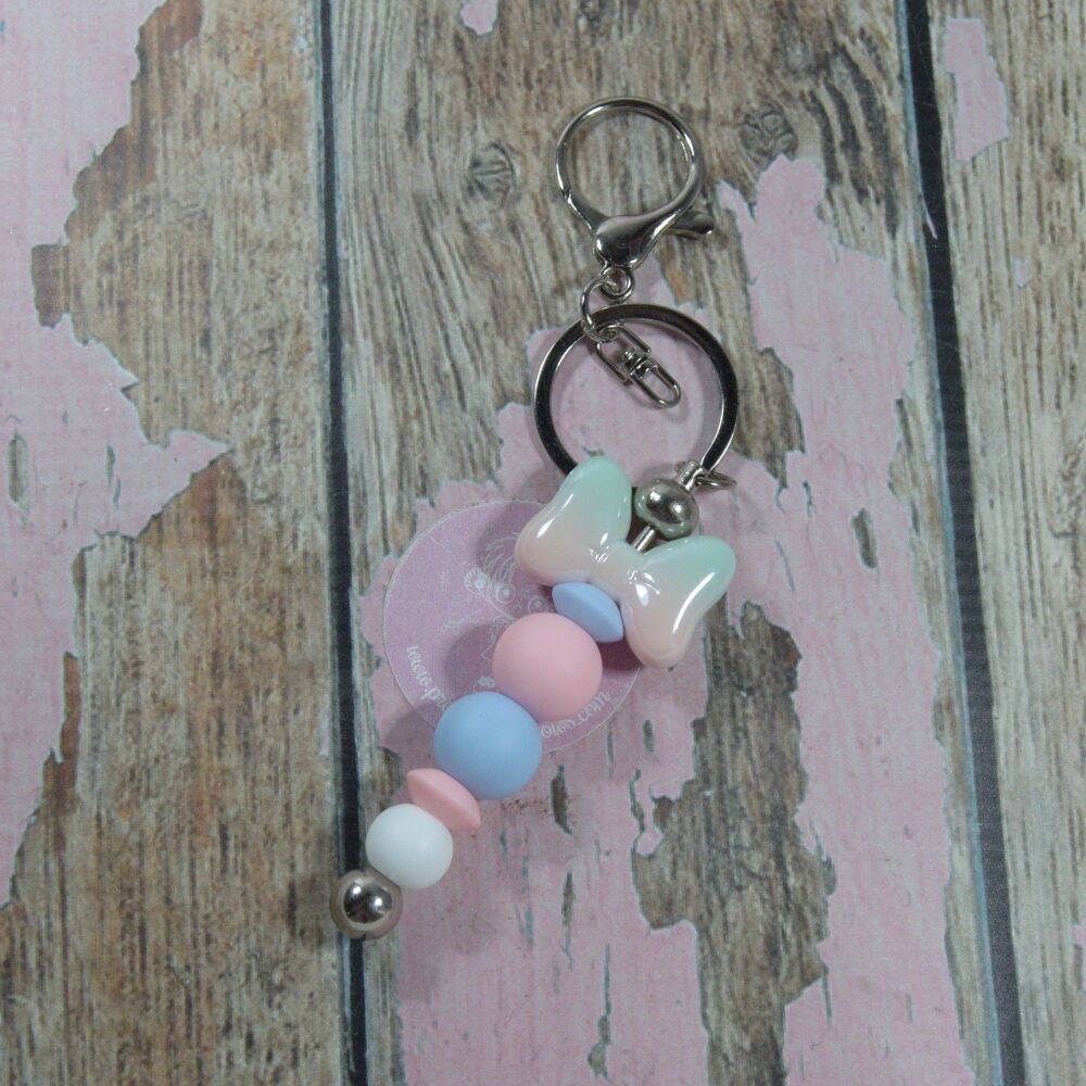 Key Chain - Blue and Pink Bow