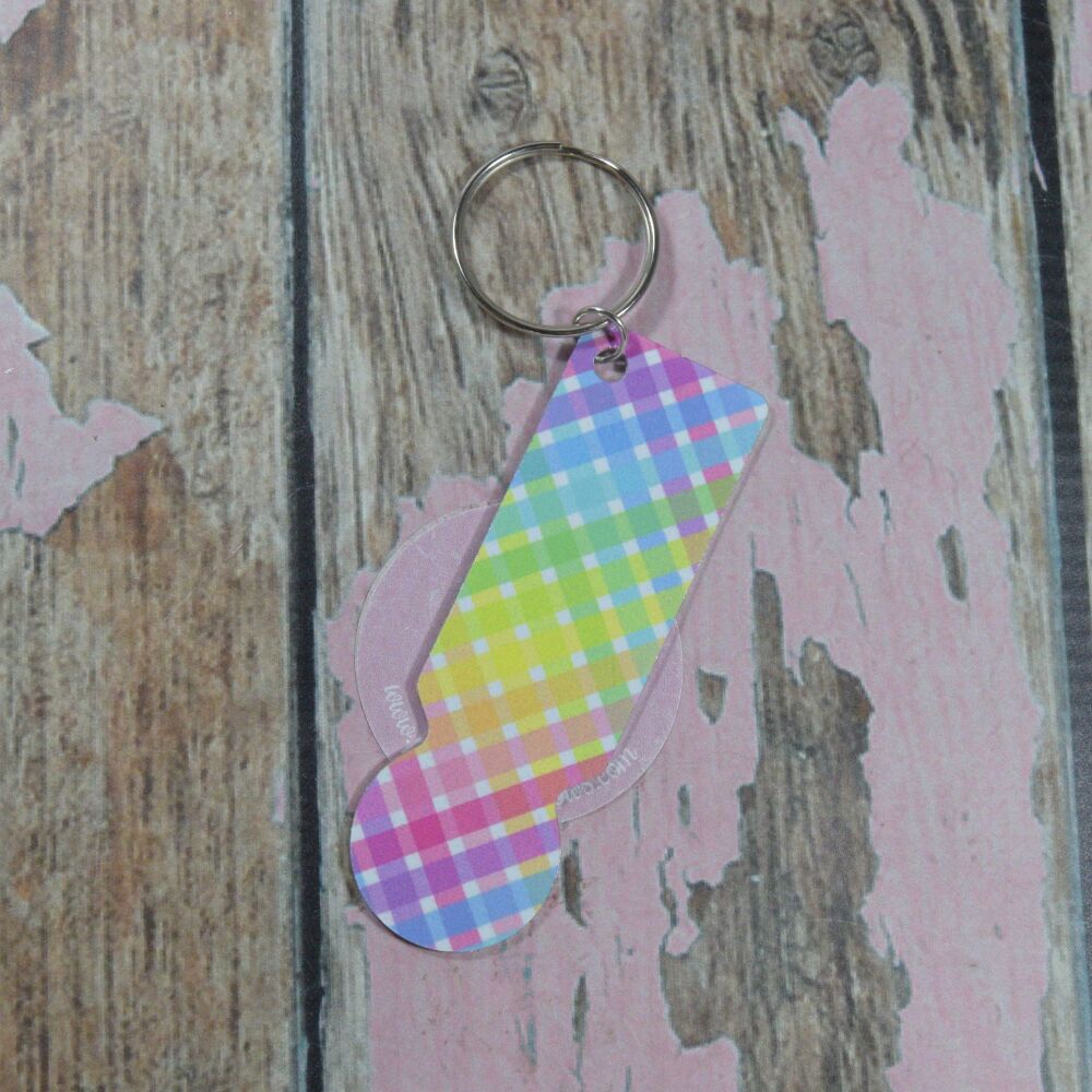 Trolley Coin Keyring - Multi Plaid