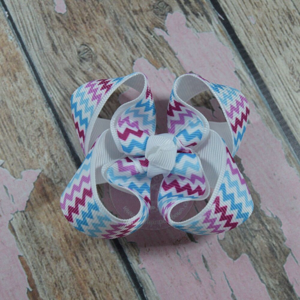 3" Double layered boutique Bow - zigzag
