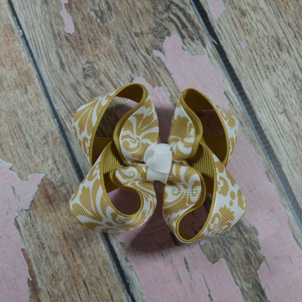 3" Double layered boutique Bow - Golden