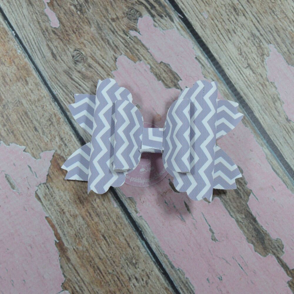 Dolly Bow - Grey Chevrons