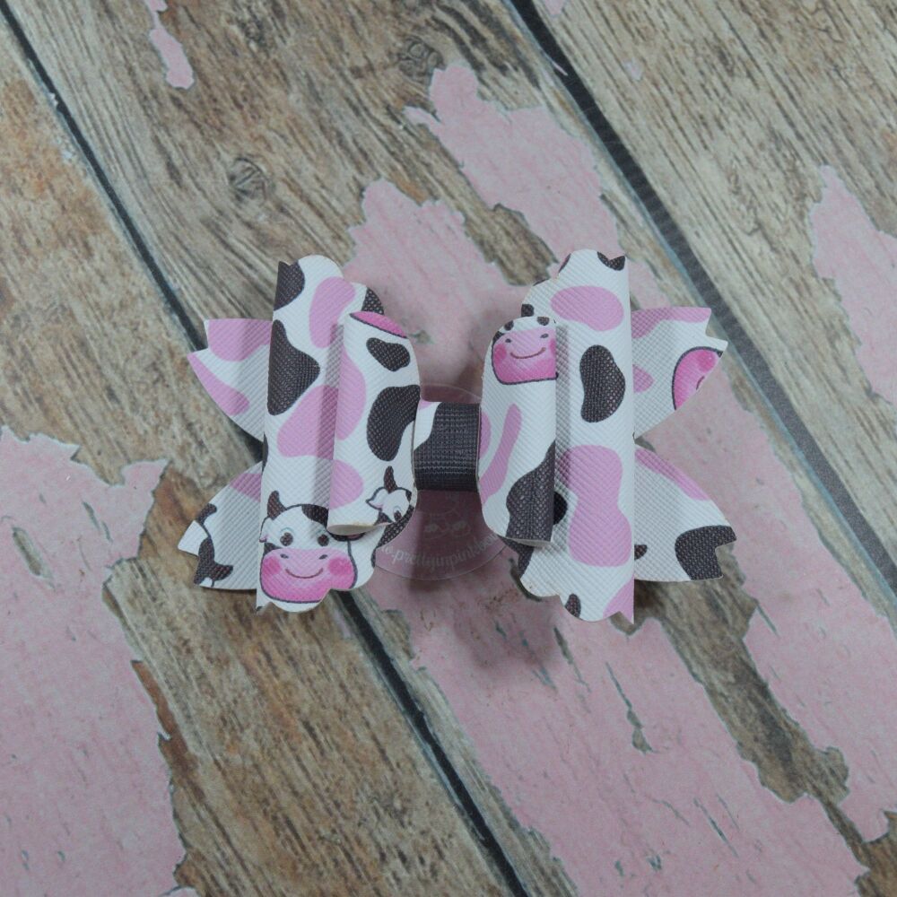 Dolly Bow - Pink Cow print