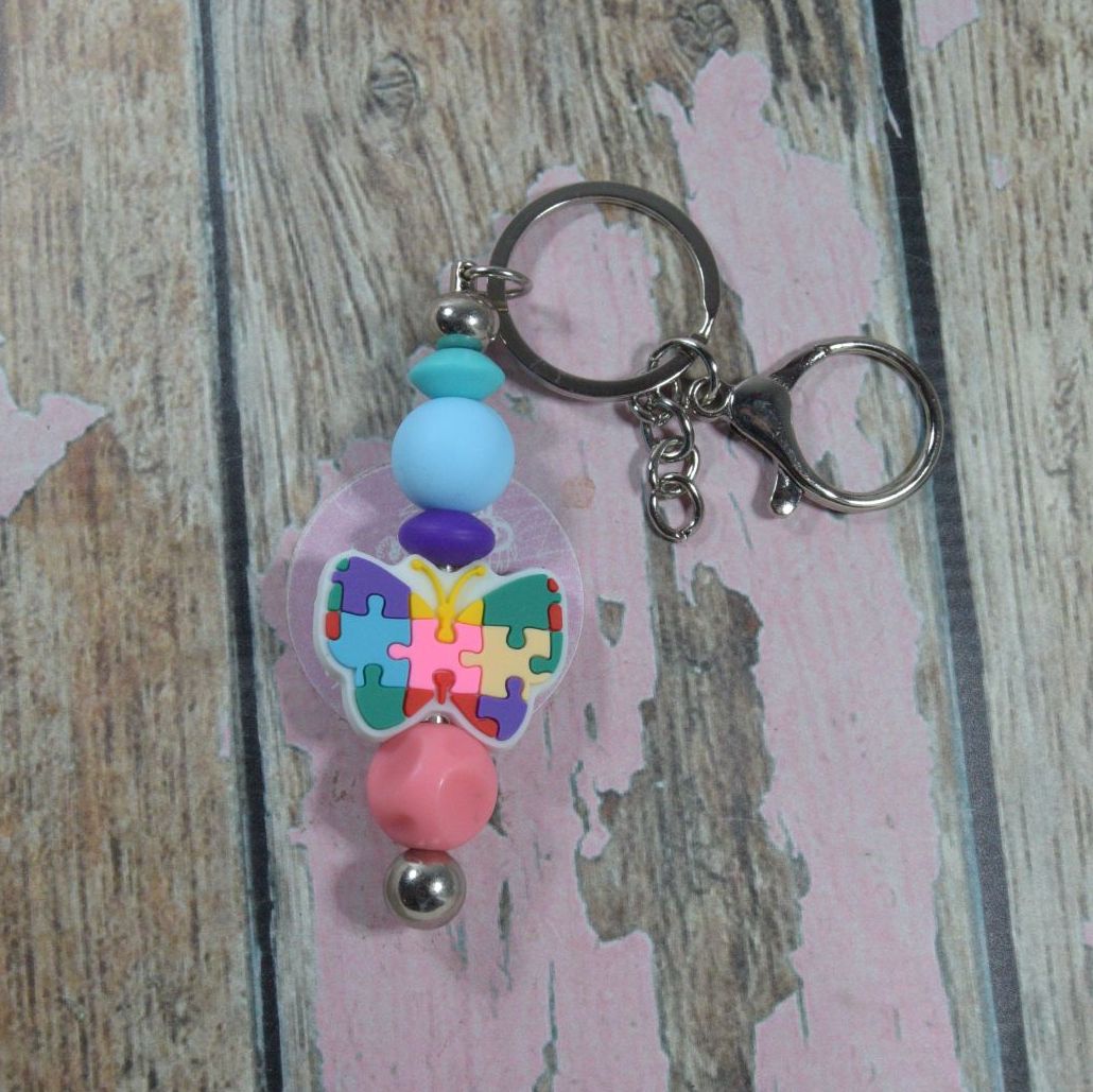 Charm Keychain - Awareness butterfly