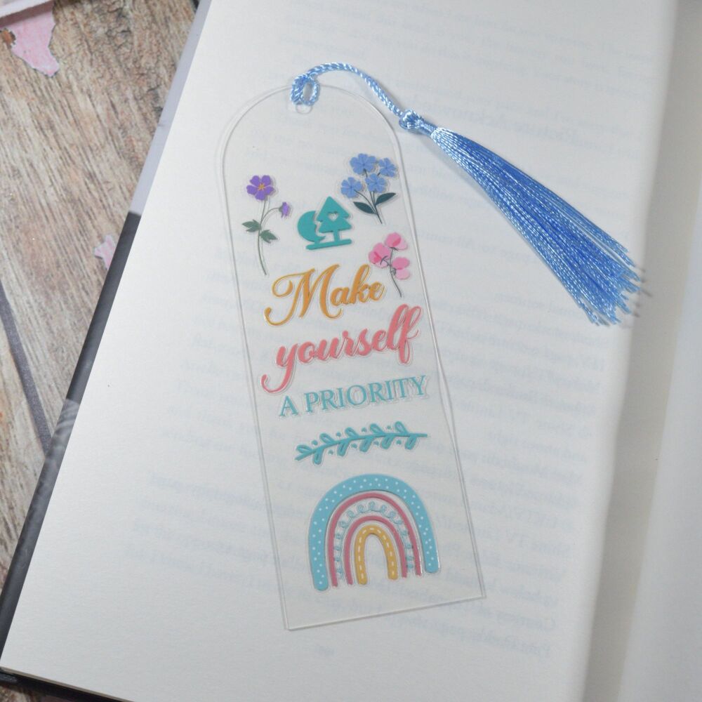 Self care Acrylic Bookmark with tassel - Make yourself a priority