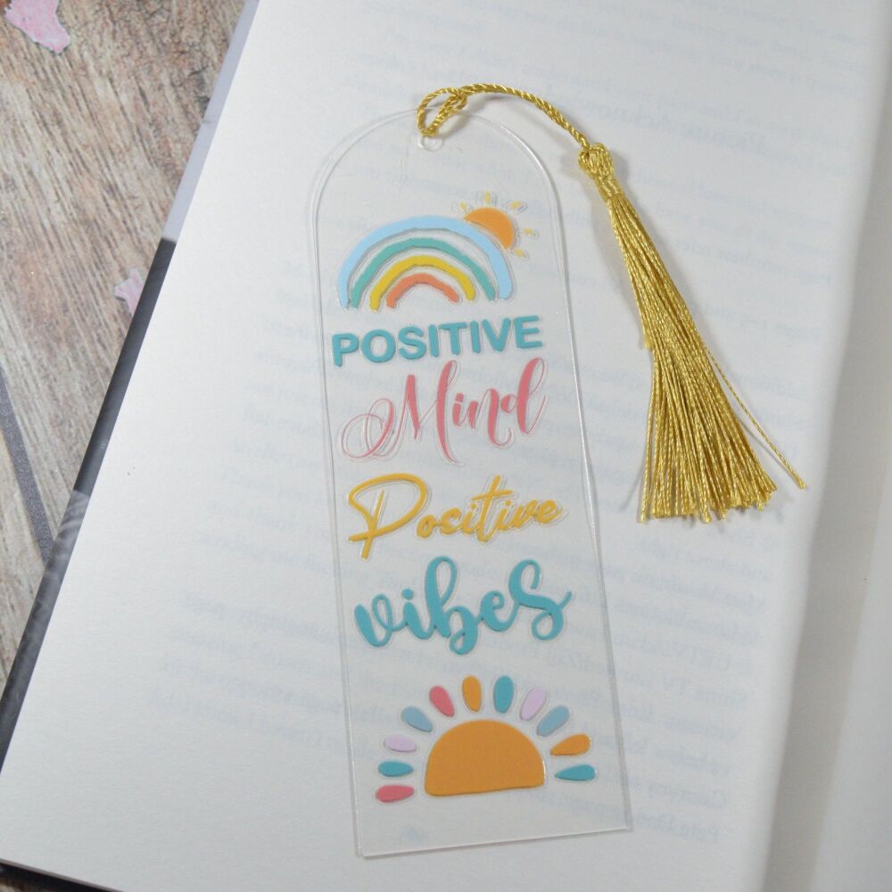 Self care Acrylic Bookmark with tassel - Positive Mind positive vibes