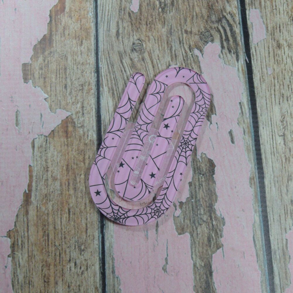 XL Paper Clip - Pink Spider webs