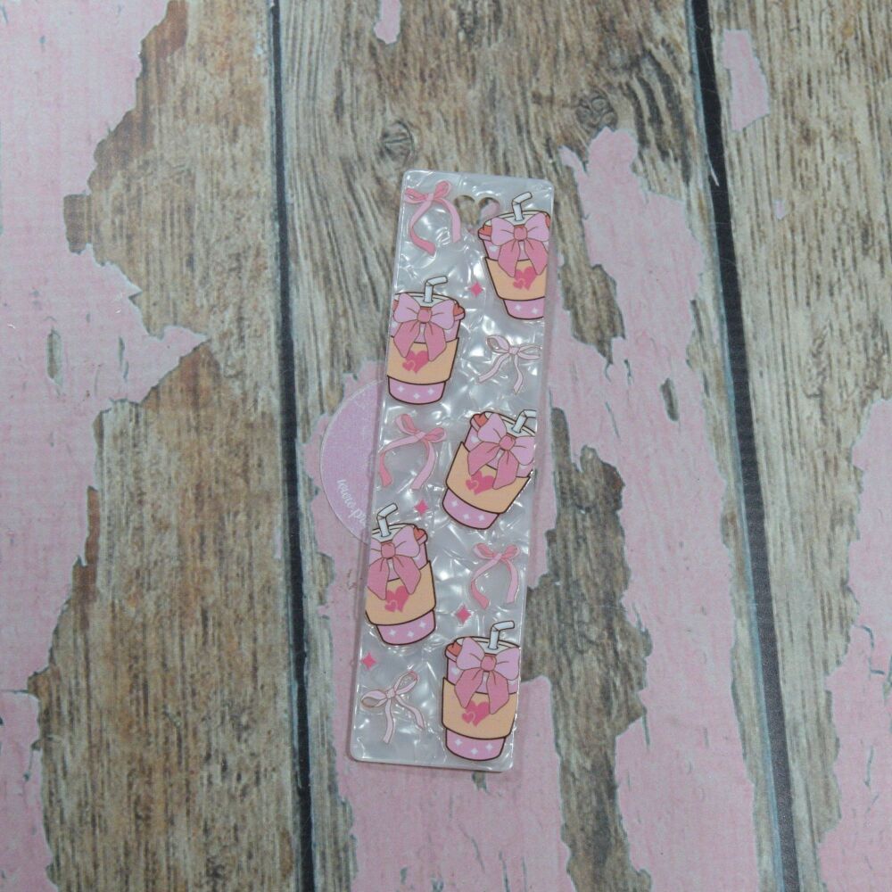 Heart Punch Bookmark - Pearled white, Love Coffee