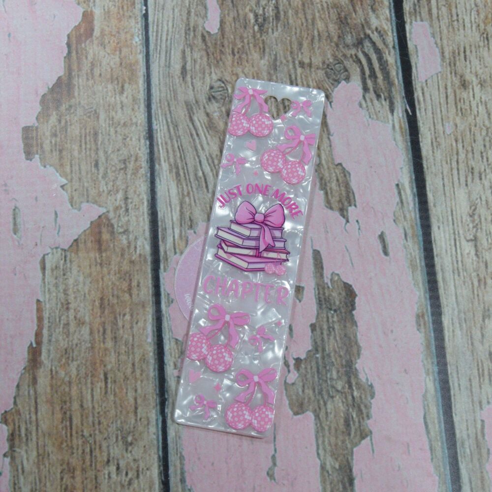 Heart Punched Bookmark - Pearled white , Just one more chapter