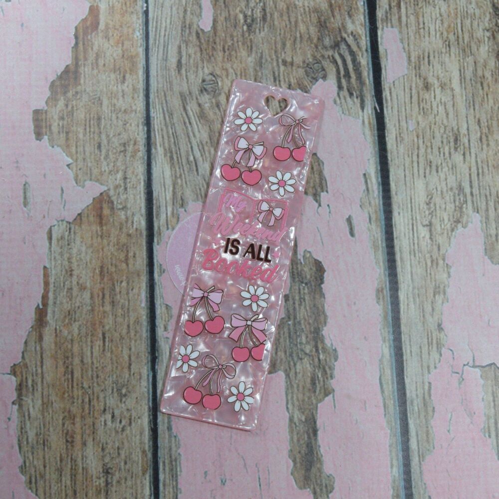 Heart Punched Shattered Bookmark - Pale pink, My weekend is all booked