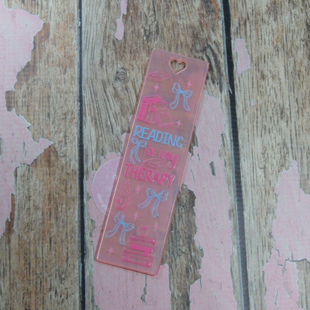 Heart punched sunset bookmark - horizontal- Reading is my therapy