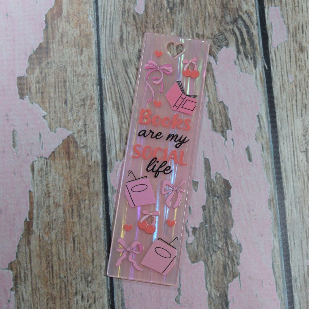 Heart stamped sunset bookmark - vertical - Books are my social life