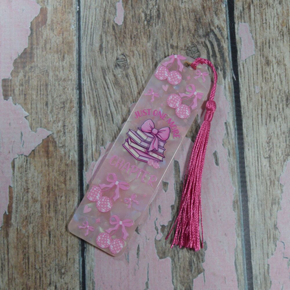 Acrylic Bookmark with Tassel- Pink AB - Just one more chapter