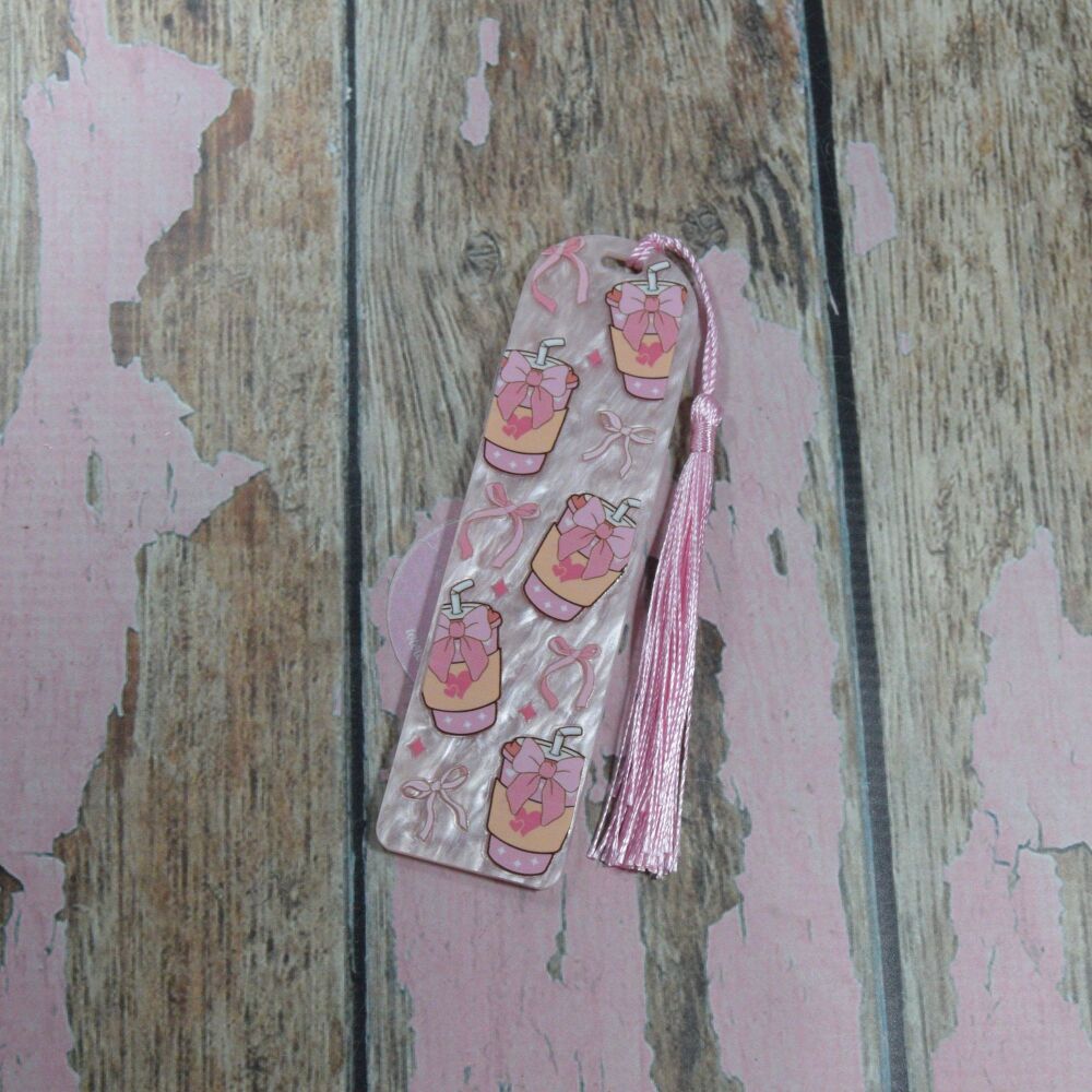 Acrylic Bookmark with Tassel- Pink pearl  - Love Latte