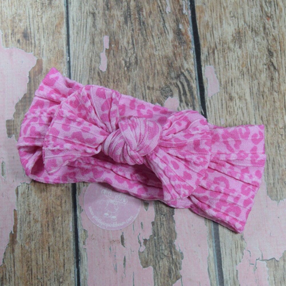 Soft Knit Head Wrap - Pink Leopard