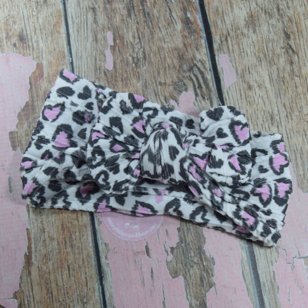 Soft Knit Head Wrap - Black, white and pink
