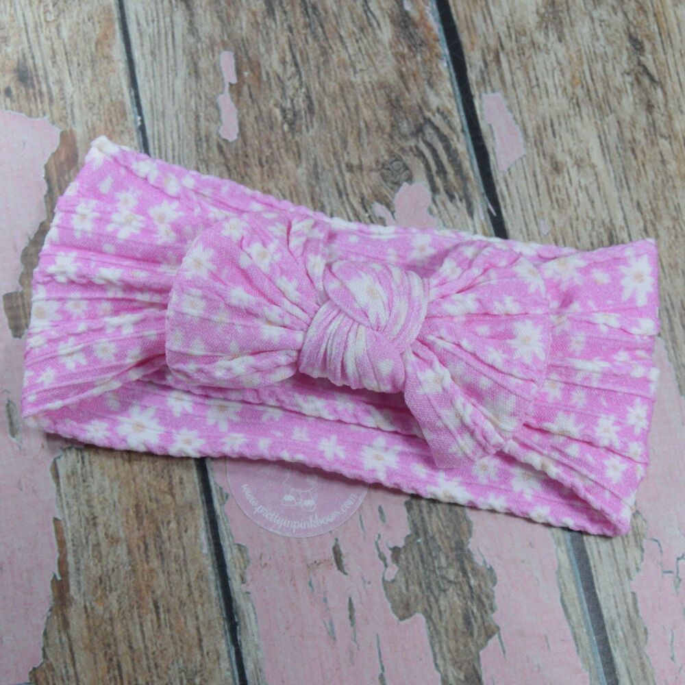 Soft Knit Head Wrap - Pink Daisy's