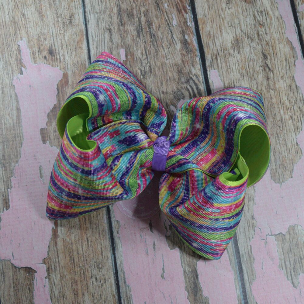 6" Double Layered Boutique Bow - Multi Glitter