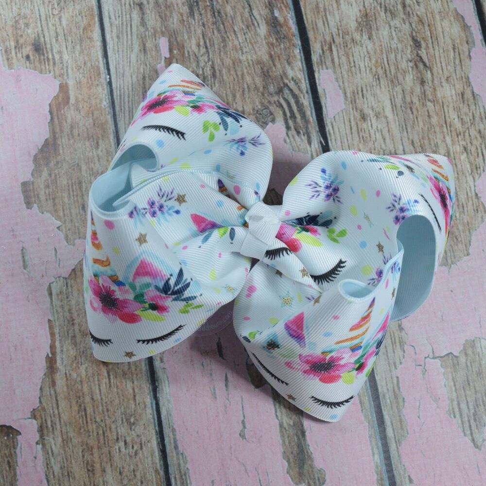 6" Double Layered Boutique Bow - Sleepy Unicorn