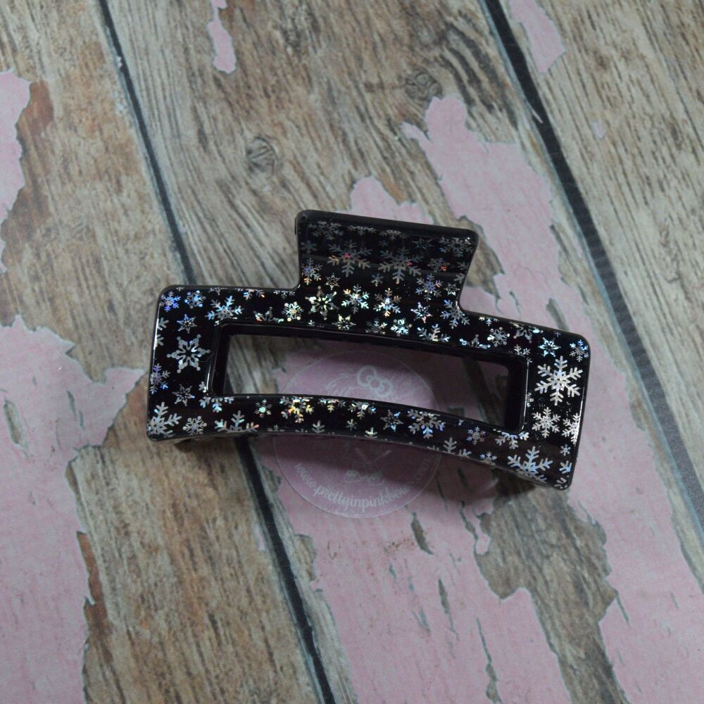 Rosie Claw Clip - Black Snowflakes