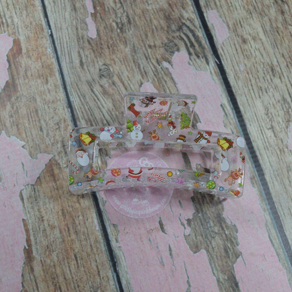 Rosie Claw Clip - Clear Christmas cheer