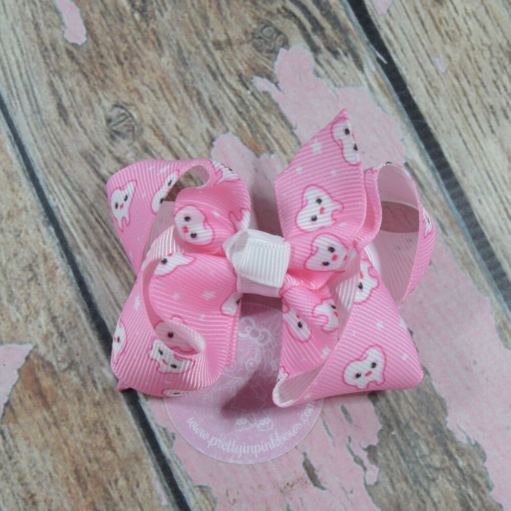 3" Boutique Bow - Pink Teeth