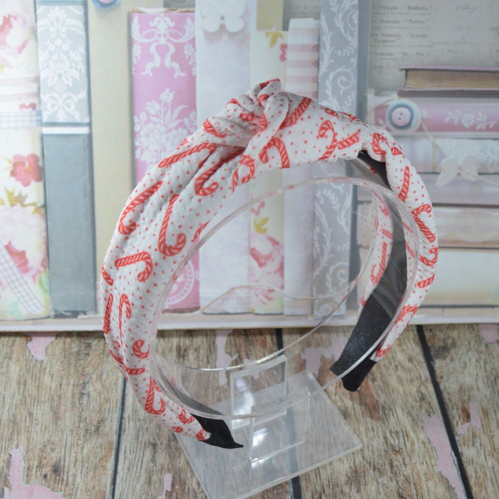 Knot Alice Band - Candy Canes