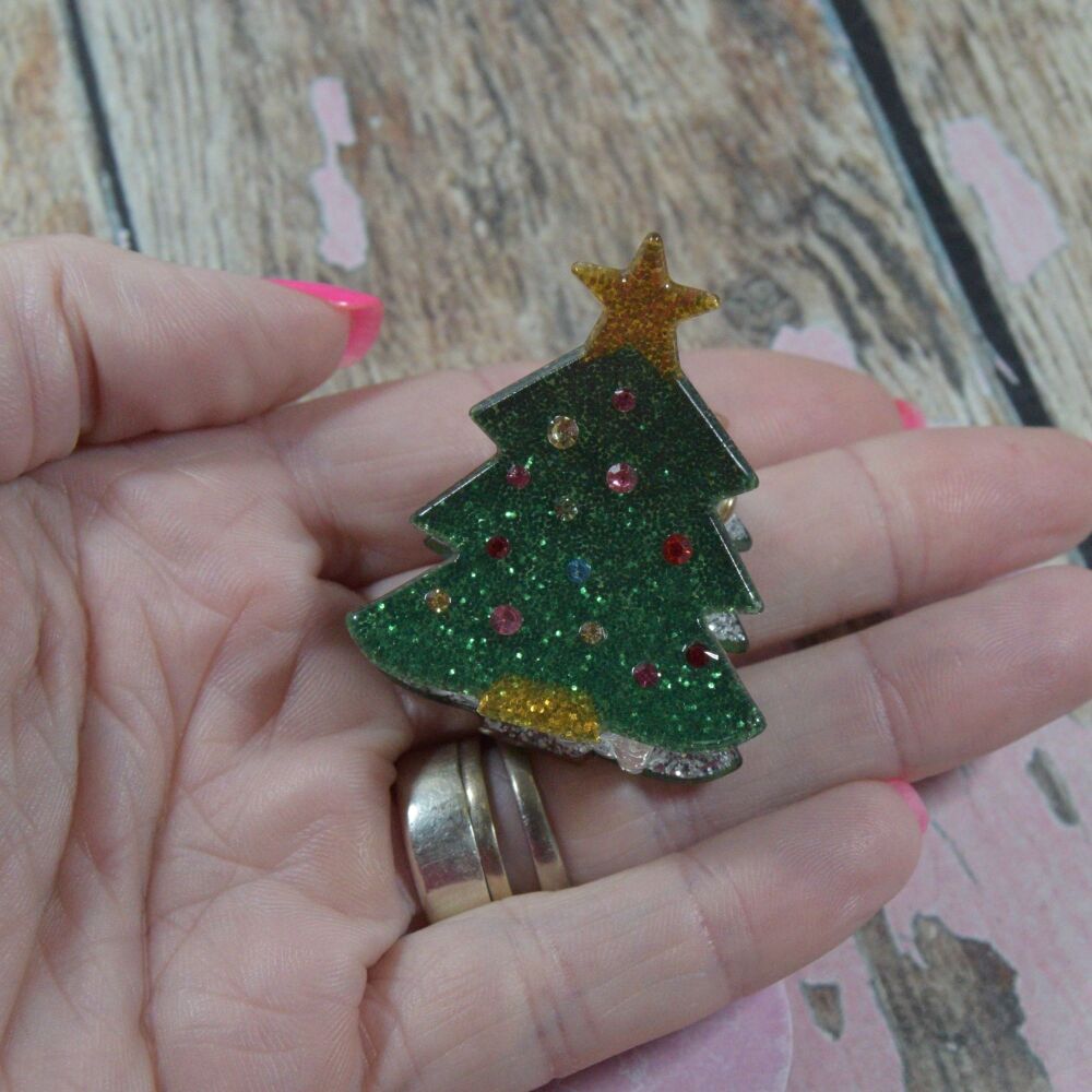 Minnie Novelty Claw Clips -  Christmas Tree