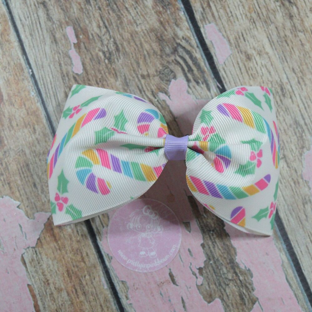Large Minnie Bow -Candy Canes