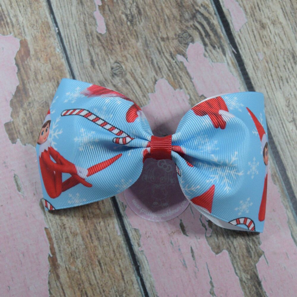 Large Minnie Bow - Blue Elf on the shelf