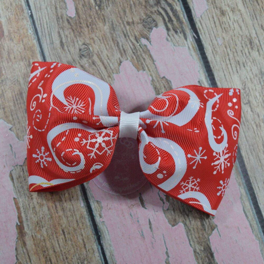 Large Minnie Bow - Red Tinsel
