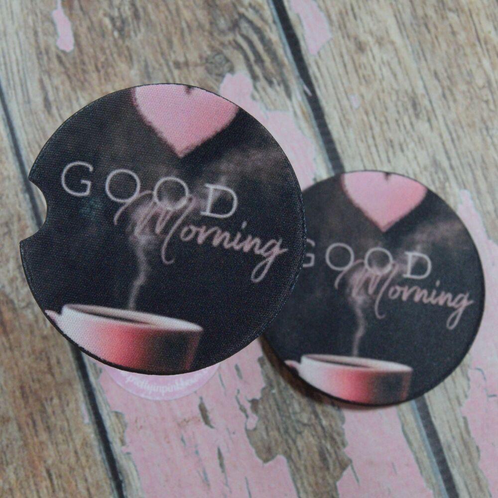 Printed Car Coasters - Good Morning