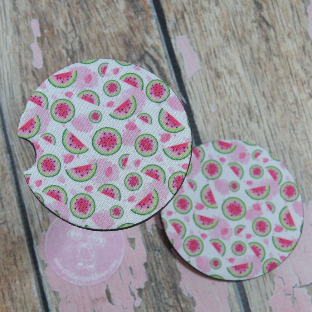 Printed Car Coasters - Watermelon