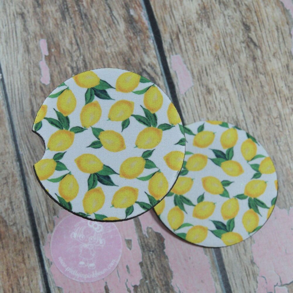 Printed Car Coasters - Lemon