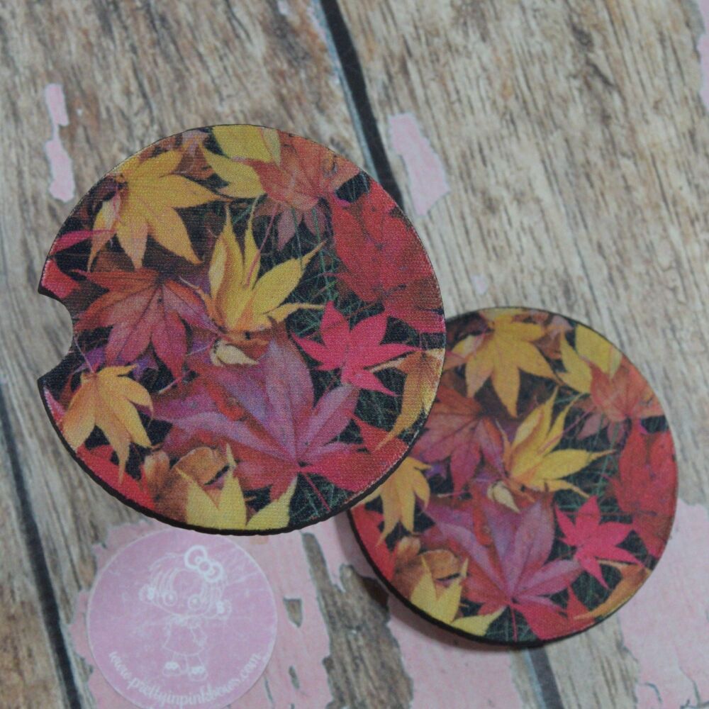 Printed Car Coasters - Fallen Leaves