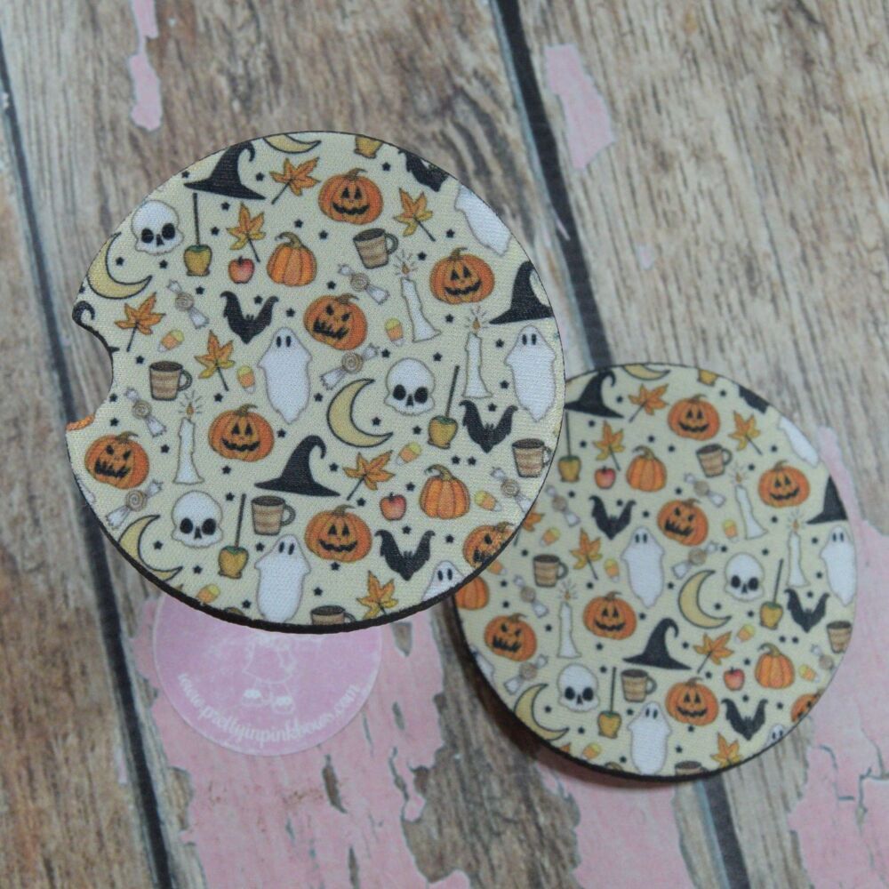 Printed Car Coasters - Ghosts and Ghouls