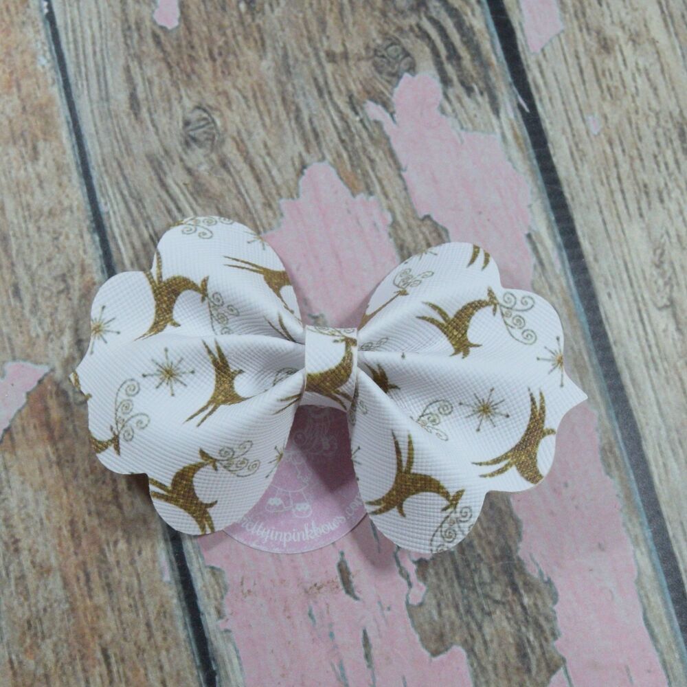 Large Seashell Bow - Gold Reindeer