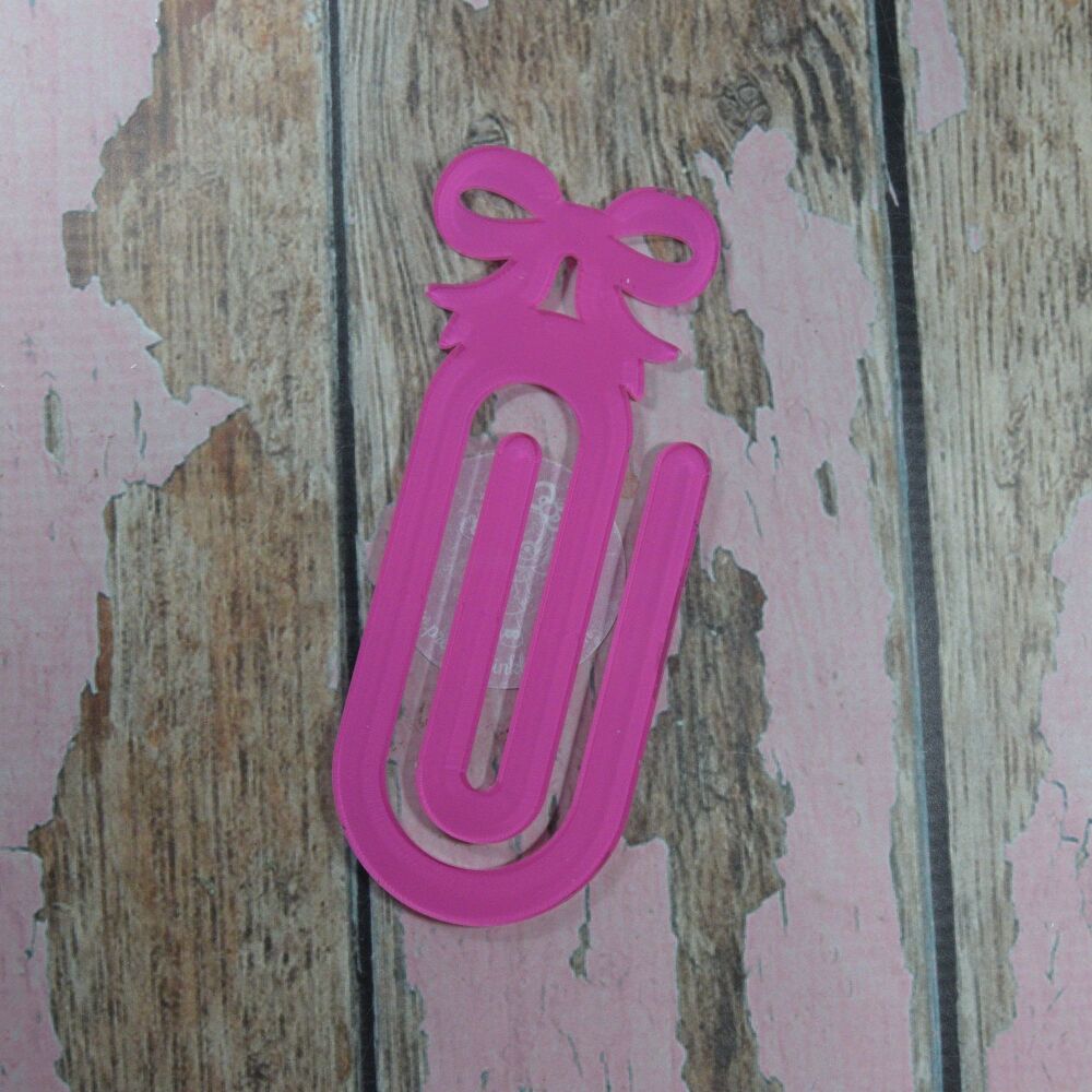 Bow XL Paperclip - Hot Pink Hollow Bow