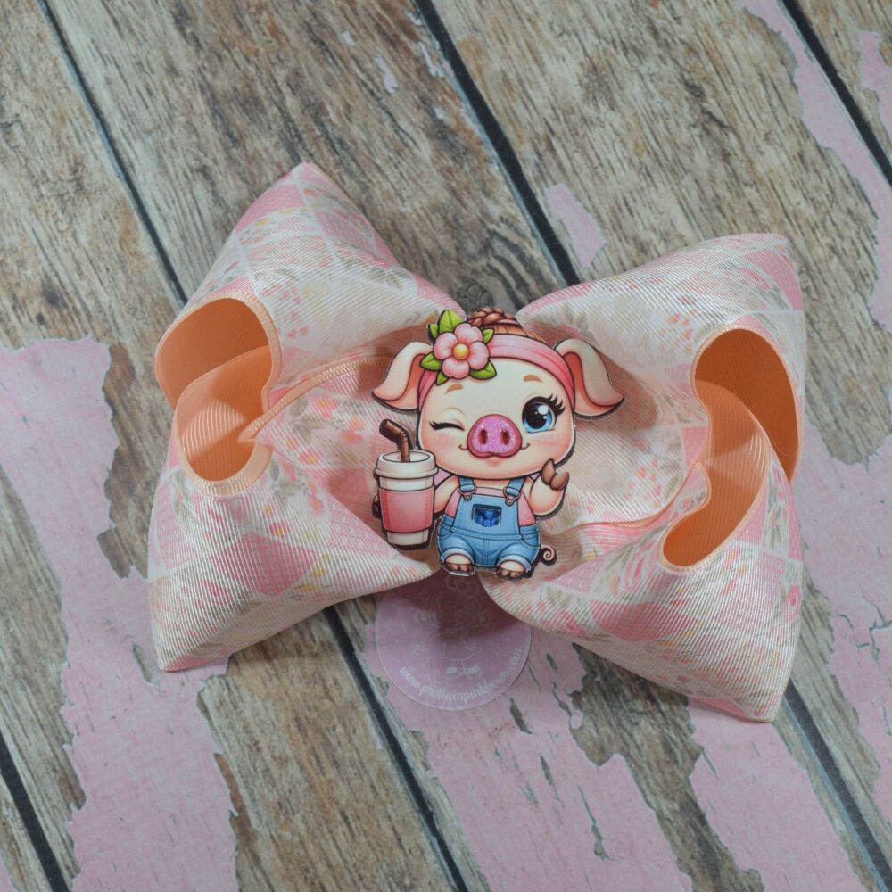 6" Extra Boutique Bow - Piglet