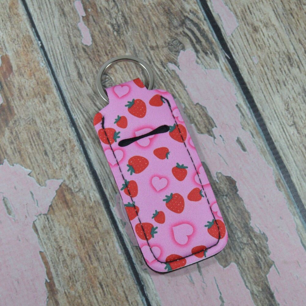 Lip Balm Keyring - Strawberry hearts