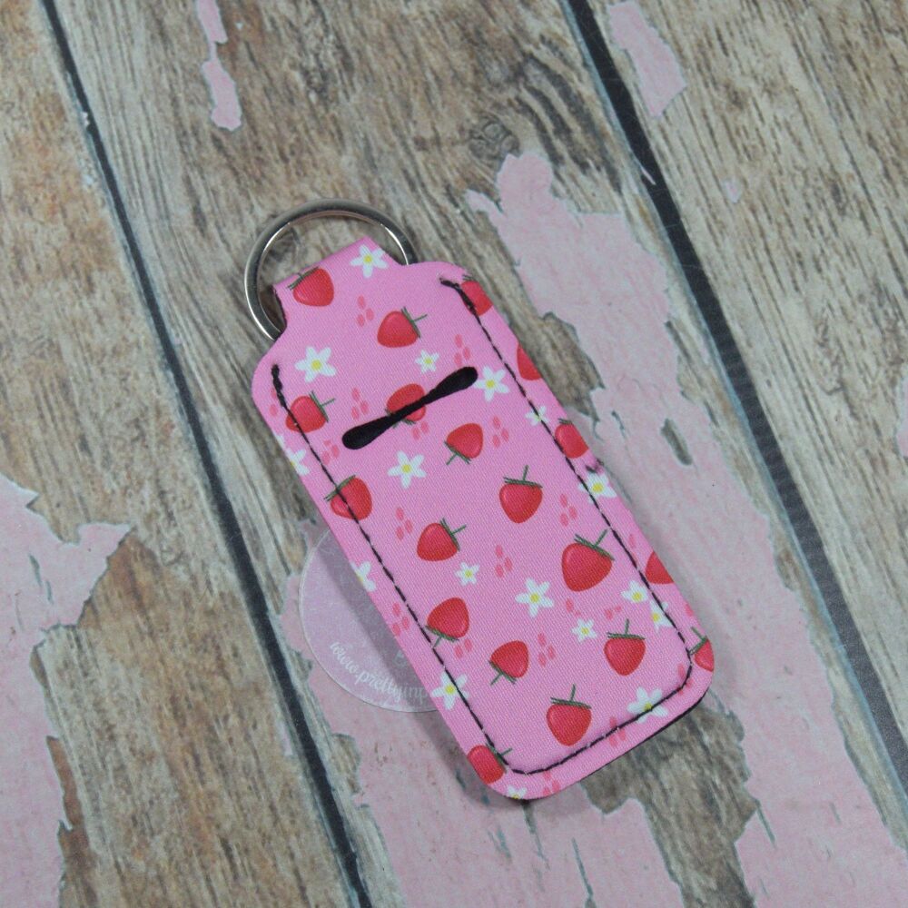 Lip Balm Keyring - Strawberry and Daises