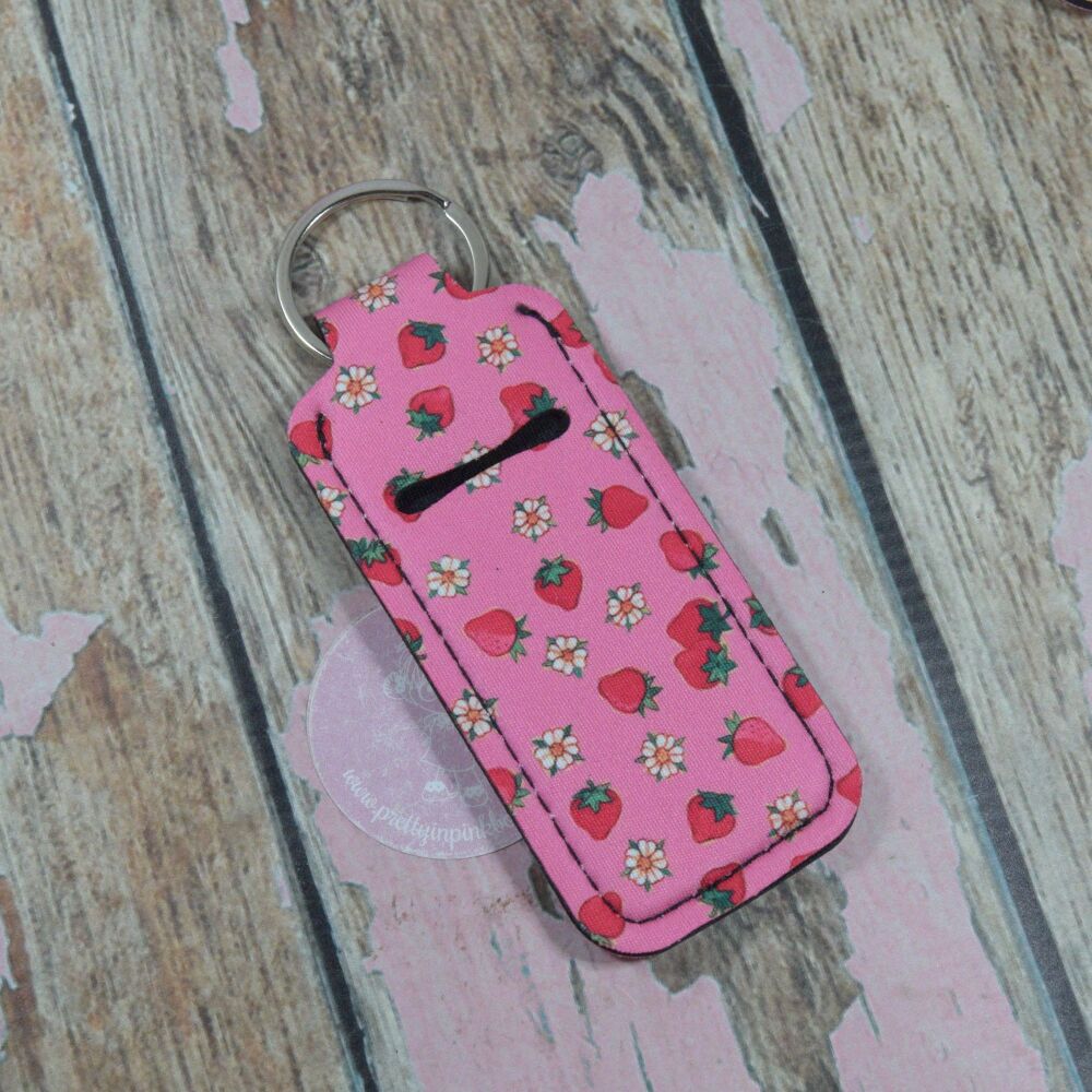 Lip Balm Keyring - Strawberry Flowers