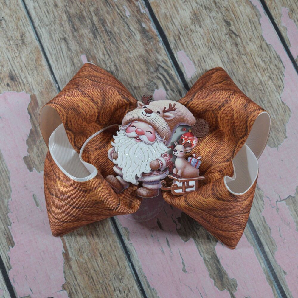 6" Extra Boutique Bow - Knitted Santa