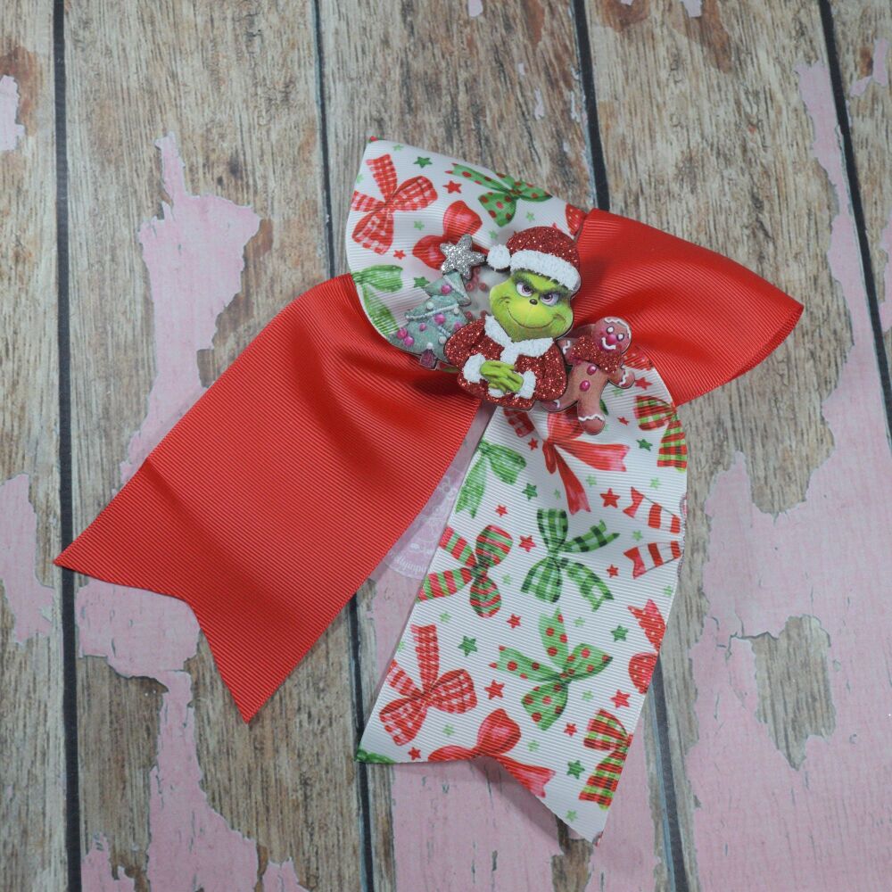 Extra Cheer Bow - Grinch and Gingerbread