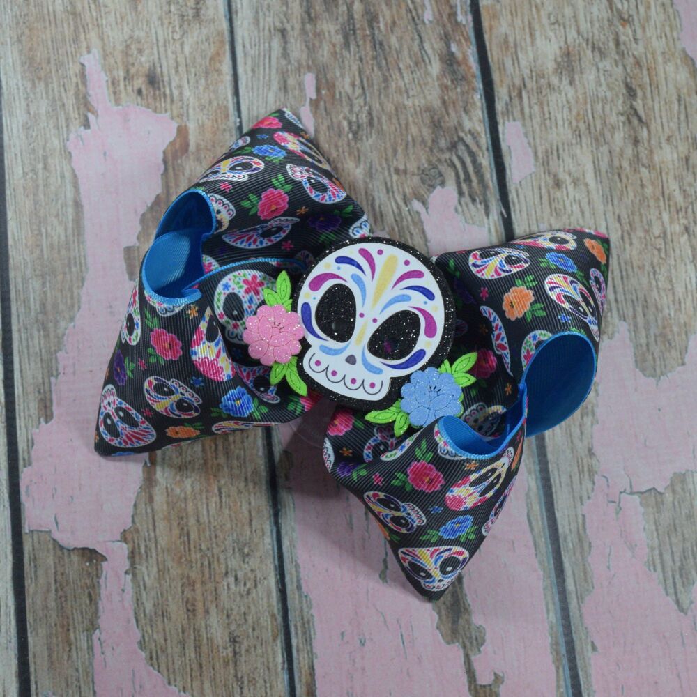 6" Extra Boutique Bow - Day of the Dead