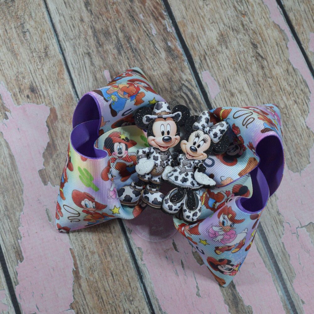 6" Extra Boutique Bow - Mickey and friends Cowboys