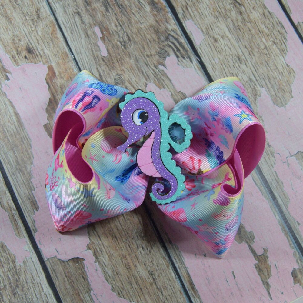 6" Extra Boutique Bow - Sea horse